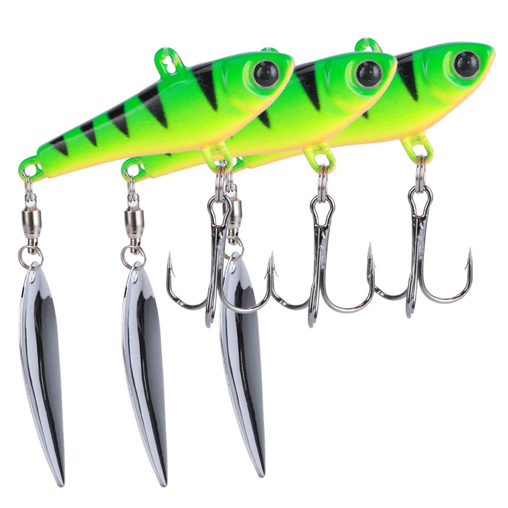 3pcs Artificial Fishing Lures Sequins Rotating Aluminum Hard Bait for Fishing Long ShotBlack Green