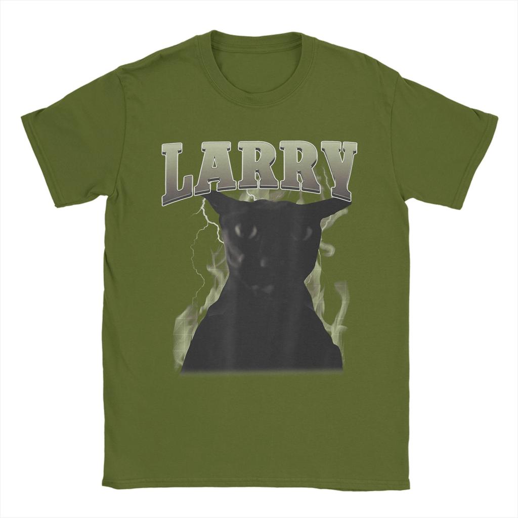 Funny Evil Larry Cat Dank Brainrot Meme Men's T Shirts  Novelty Tees Short Sleeve Round Collar T-Shirts 100% Cotton New Tops