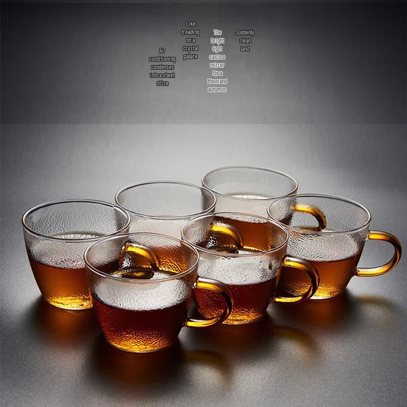 Junshenshi WJ Hammered High Borosilicate Glass Teacups (Set of 6)