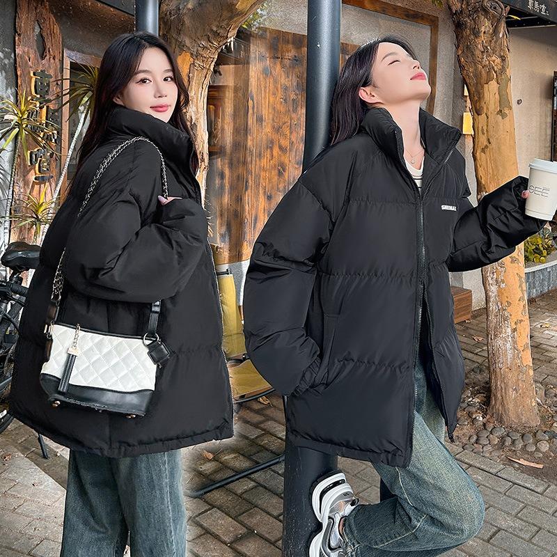 Thickened cotton-padded clothes, casual simple and loose stand-up collar street cotton-padded clothes, and trendy coats for men and women.