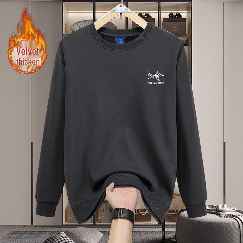 2025 Autumn American Style Heavyweight Men's Bird House Hoodie - Velvet Lined, Loose Fit, Round Neck, Long Sleeve, Unisex Winter Wear.