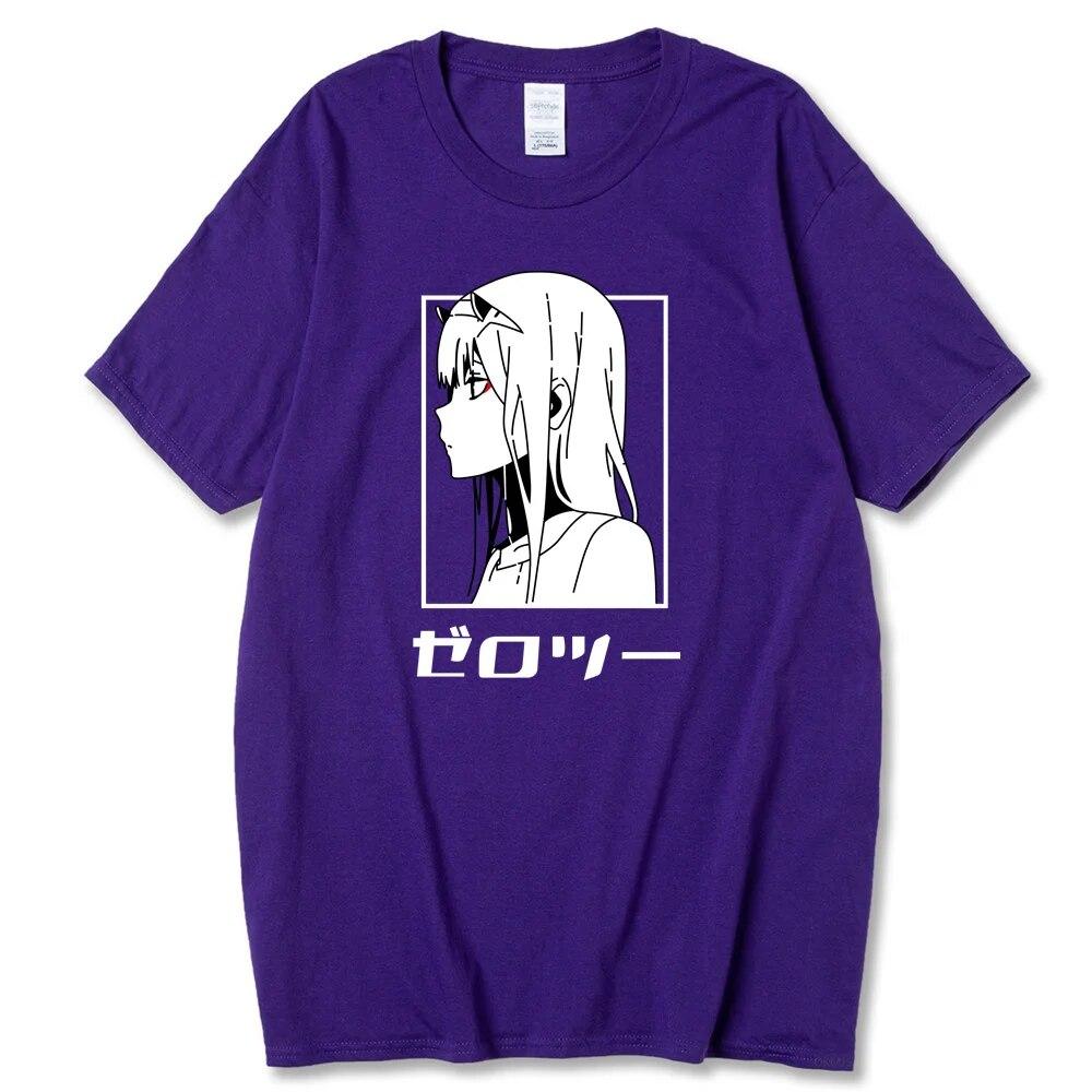 Tricou cu anime japonez Darling In The Franxx unisex Kawaii Cartoon Zero Two Tricou Harajuku Unisex Topuri Unisexga Tricou grafic Bărbați Unisex