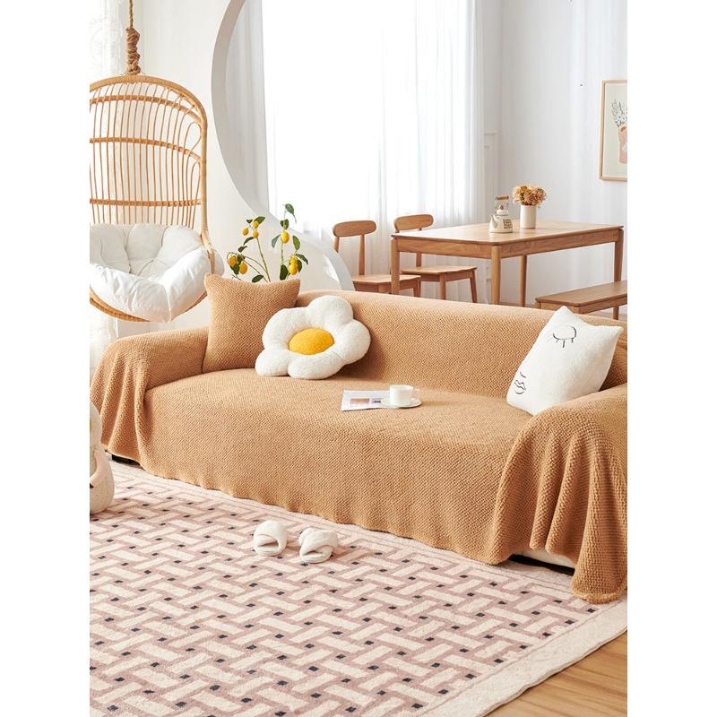 Plush Sofa Cover Cloth Winter Double-Sided Velvet Cream Color Anti-Scratching Sofa Towel Cover Towel Full Covered Seat Cover Cover Blanket