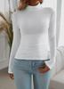 Women's Turtleneck Long Sleeve Slim Elegant Solid Knit Top Casual Thermal Layering Shirt For Spring Fall Winter Daily Wear