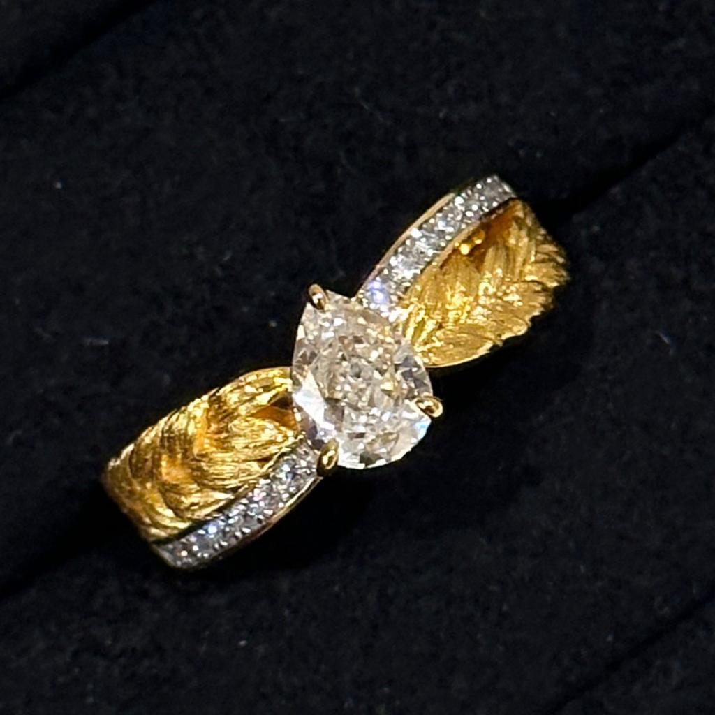 Light Luxury Medieval Brushed Wheat Ear High Carbon Diamond Ring Female Niche High-grade Super Flash Versatile Temperament
