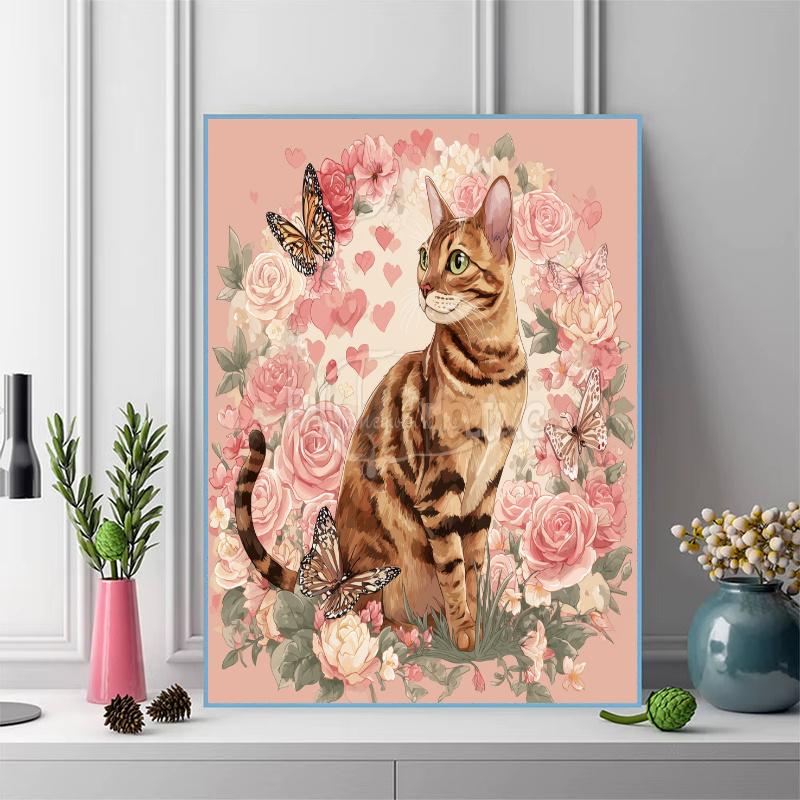 Cartoon Bengal cat Pattern 3pcs 100% Round Full Drill 5D DIY Diamond Painting Embroidery Cross Stitch Rhinestone Décor