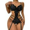 European & American Temptation Mesh Heart Camisole Nightdress Sexy Lingerie Set for Women
