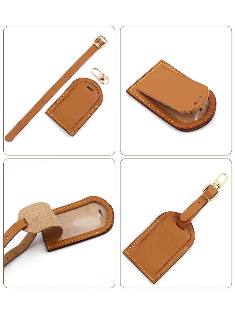 Creative Airplane Luggage Tag - Genuine Leather Pendant, Solid Color Design
