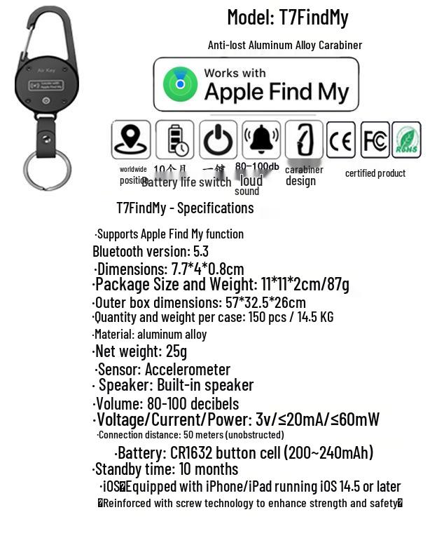 Outdoor Climbing Buckle with Apple AirTag Holder for Phone Tracking