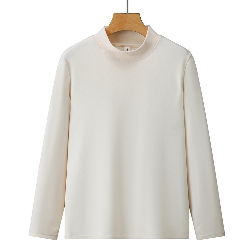 Men's Double-Sided High Neck Long Sleeve T-Shirt, Autumn Winter Turn Collar Thickened Warm Casual Lined Shirts HMDRC