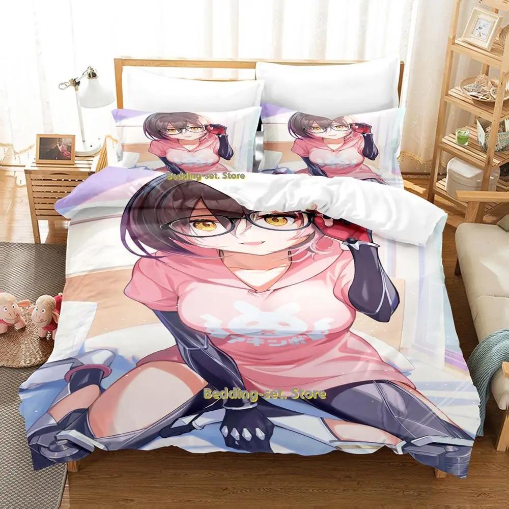 Kawaii Mädchen Roboco-san Vtuber Bettwäscheset Einzelbett Twin Full Queen King Size Bettset Erwachsener Kind Schlafzimmer Bettbezugsets Anime Bett