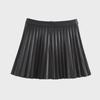2024 European & American Style A-Line Black PU Pleated Skirt for Women - Perfect for Autumn/Winter