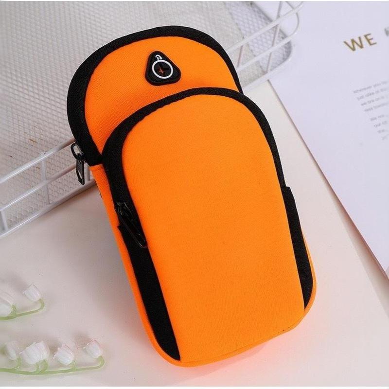 Neoprene Sports Phone Arm Bag With Dual Pockets Adjustable Strap For Running Cycling Gym Outdoor Use