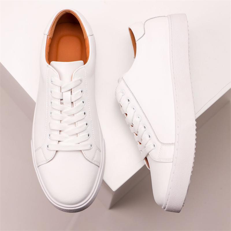 Fashion Mens Sneakers Genuine Leather Casual Outdoor Shoes Non-Slip Breathable Luxury Brand Footwear Top Quality Handmade White Shoe Men