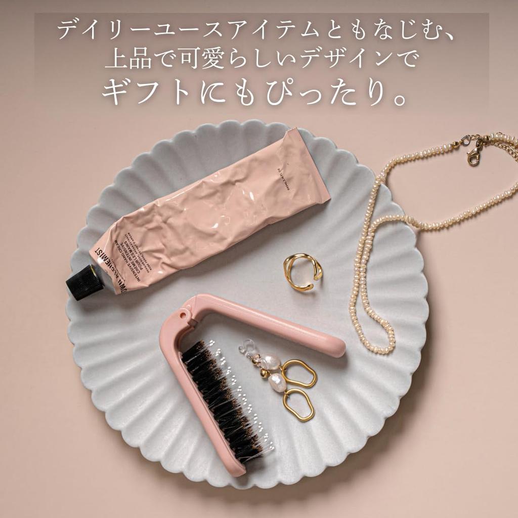 Uffy MiniPop Premium Travel Brush with Authentic Boar Bristle and Nylon Foldable Hair Brush for Improved Hair Shiny and Suitable for All Ages Pins,