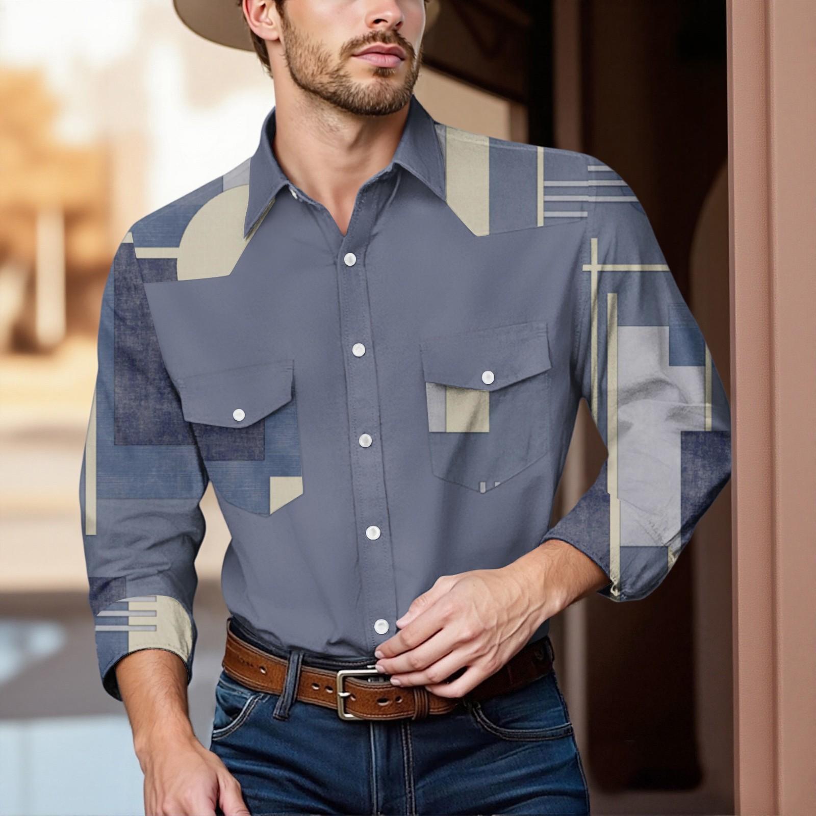 

Мужской модный топ кэжуал с длинными рукавами, лацканами и длиной до плеч XXL