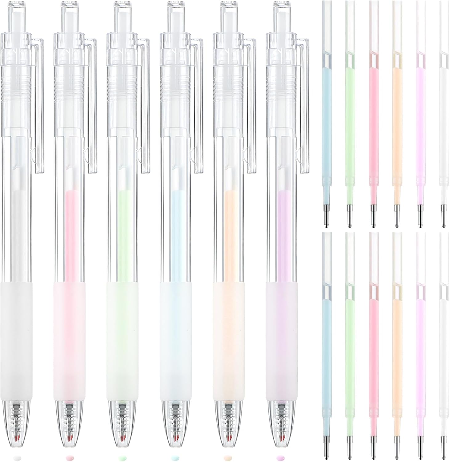 

6 Pcs Quick Dry Ballpoint Glue Pen with 12 Pcs Glue Refills Easy Control and Precise Apply Liquid for Crafting Scrapbooking