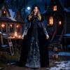 Halloween Adult Reaper Long Dress Horror Skull Vampire Cosplay Suit Bar Stage Costume