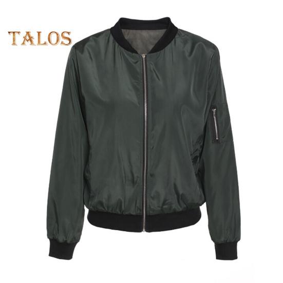 Herbst Frühling Damen Mantel Stehkragen Reißverschluss Elastische Manschette Saum Einfarbig Lockere Strickjacke Dame Alltagskleidung Outdoorjacke