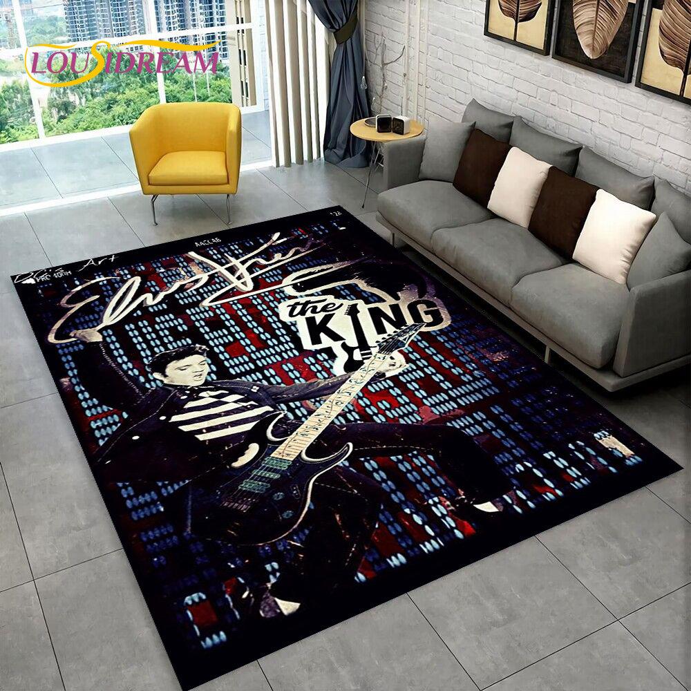 The King Elvis Presley Retro-Teppich, Teppich für Wohnzimmer, Schlafzimmer, Sofa, Fußmatte, Dekoration, Kinder spielen, rutschfeste Bodenmatte, 3D