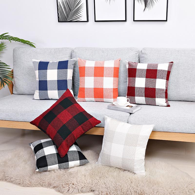 Linen Plaid Style Throw Pillow Cover - Hot-Selling Sofa Cushion Pillowcase
