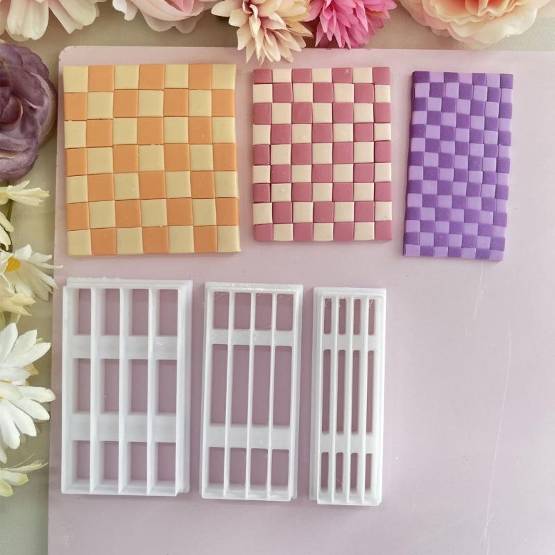 3Pcs Geometric Clay Earring Cutter Gridded Clay Cutter for Earrings Making, Clay Earring Cutter Tool for Jewelry Making