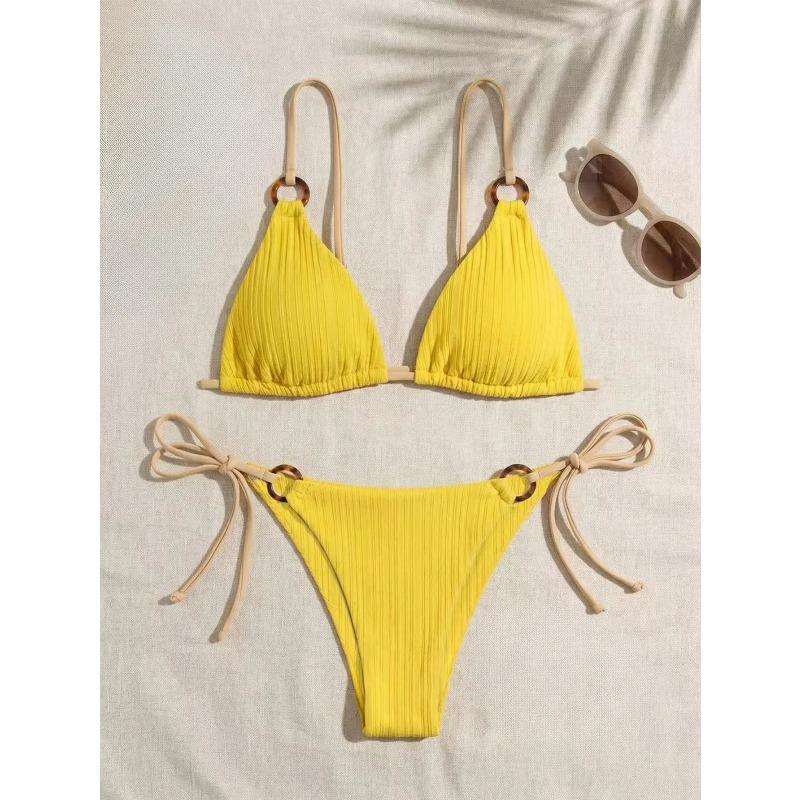 Women's European & American Style Bikini Set Sexy Lace-Up Two-Piece Swimsuit for Beach Vacation