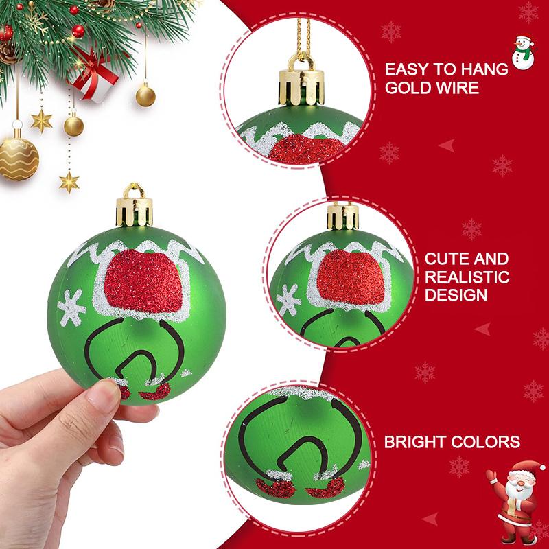 12Pcs 6cm Christmas Tree Ball Ornament Plastic Hanging Glitter Elf Ball for Christmas Home Decoration 2026 New Year Holiday Gift