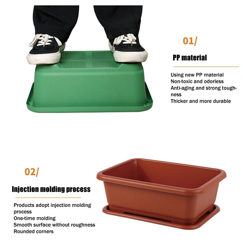 Vegetable Planter Shatterproof Impact Resistance Drain Hole Design Rectangular Flower Pot Windowsill Planter Box Garden Supplies