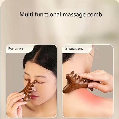Muttertagsgeschenk - 4-in-1 Gesichts-/Kopfhaut-/Körpermassage & Haarkamm-Werkzeug - Natürlicher Holzschabekamm für Hautpflege, Kopfhautpflege, Meridianentspannung