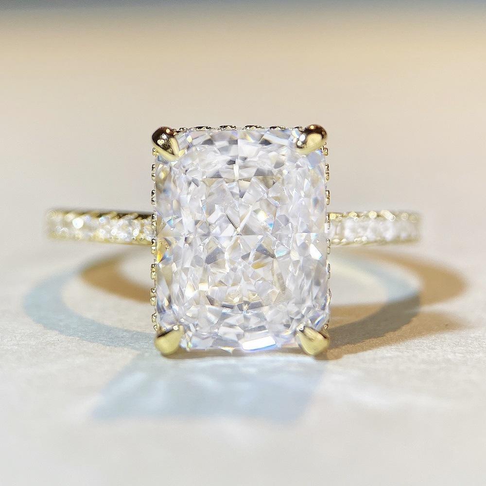 Tancise S925 Sterling 8*10 Pink Diamond High Carbon Finger Woman