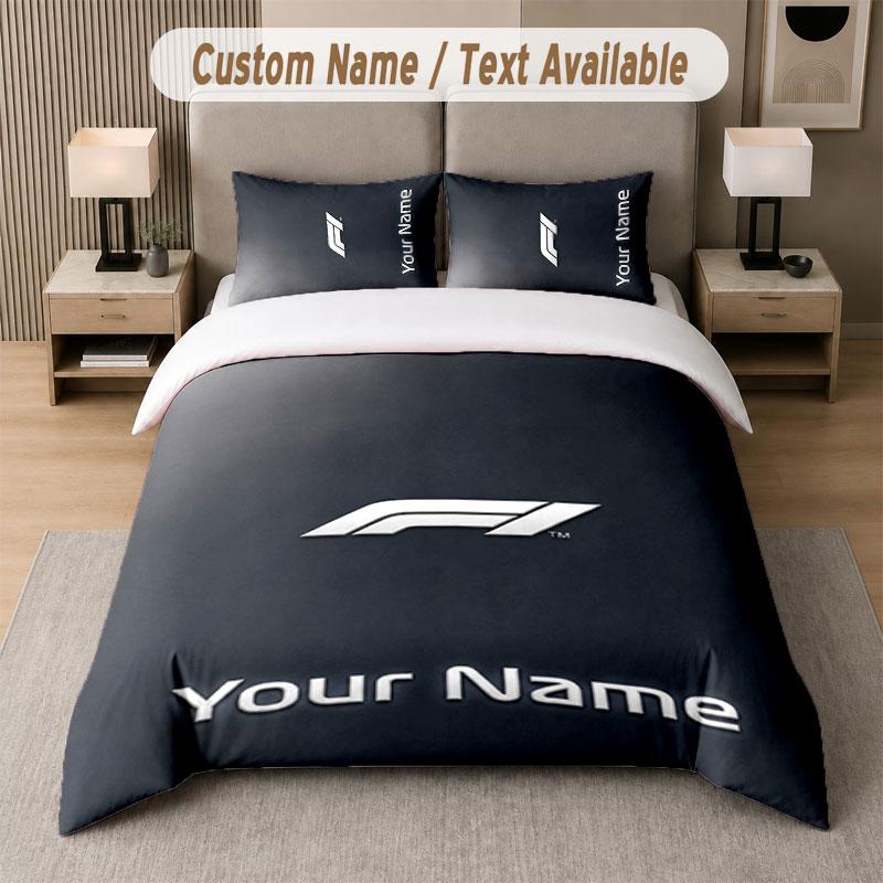 Set Biancheria da Letto Personalizzato Modello F1, Stampa Nome Testo 1 Copripiumino più 2 Federe Tessile per la Casa