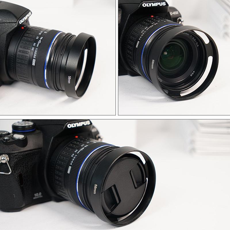 1PCS 40.5 43 46 49 52 55 58 62 67mm Black Vented Curved Metal Camera Lens Hood for Leica M for Pentax for Canon Sony for Olympus