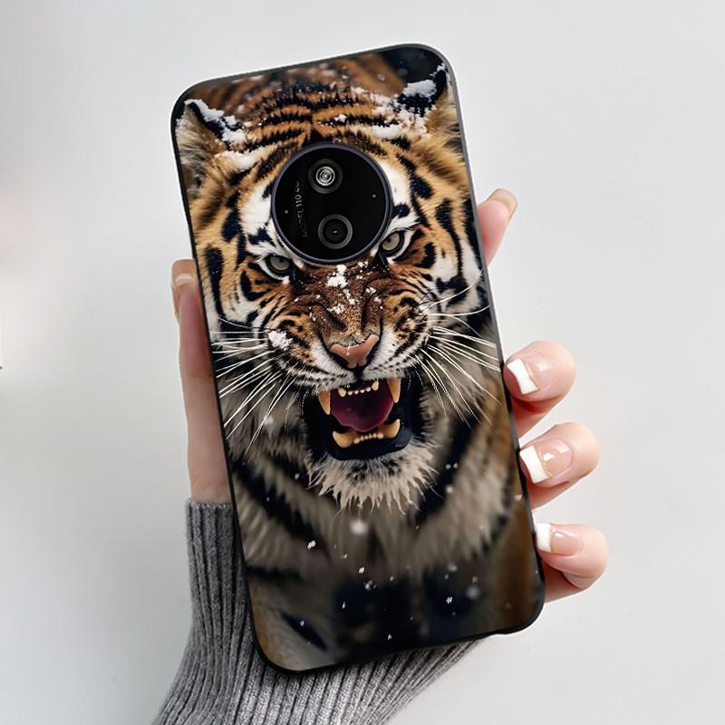 Case For Nokia 110 4G 2024/HMD 110 4G/Nokia 125 4G 2024 Anti-Scratch Soft Black Case Black Cat Holding A Basket Pattern Cover Nokia 110 4G 2024