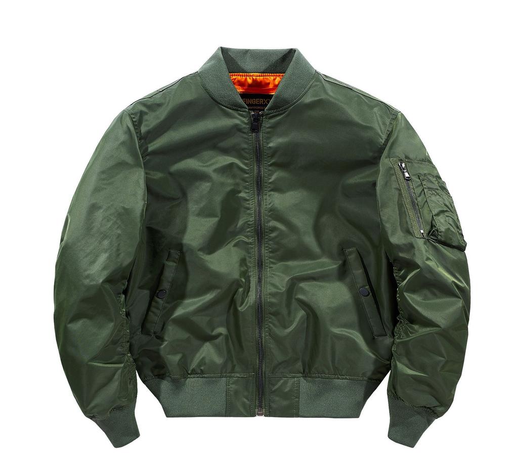 Pilotná bunda pánska bomber bunda Pánske retro bomber bundy Pánska ležérna jednofarebná bunda na zips Voľný strih Pánske kabáty
