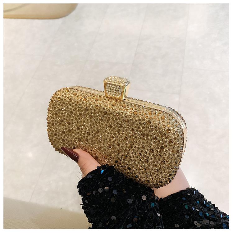 Fashion Ladies Shiny Luxury Rhinestone Decorative Clutch Bag Evening Bag Elegant Temperament Dinner Bag