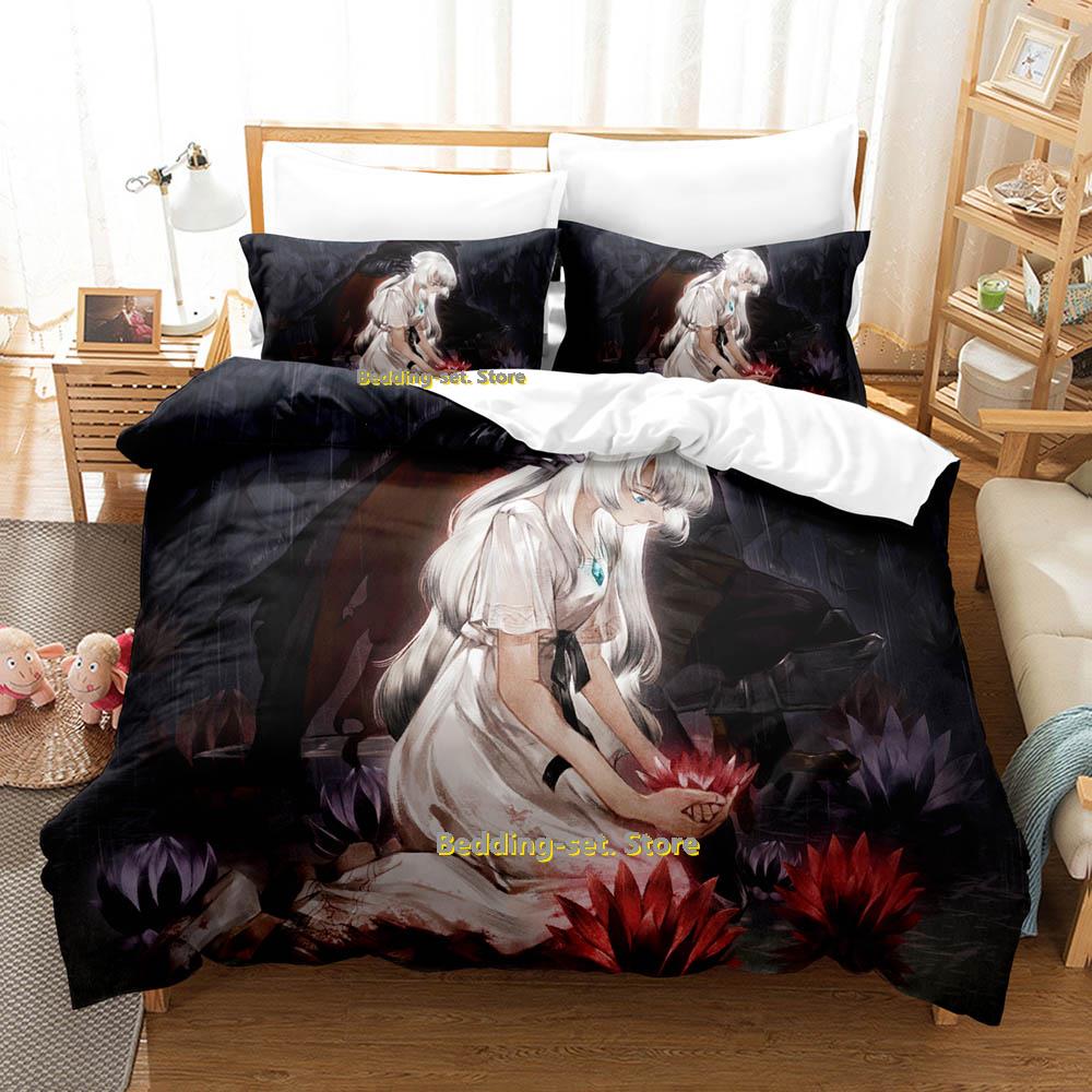 Comforter Gamw Ender Lilies Quietus Of The Knights Bedding Set Cartoon Anime Three-Piece Set Adult Kid Bedroom Three-Piece Suits 3D P