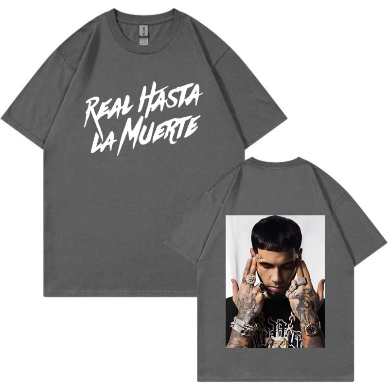 Rapper Anuel AA Real Hasta La Muerte T Shirt Men Casual Cotton T-shirts Fashion Hip Hop Vintage Oversized Tee Shirt Unisex