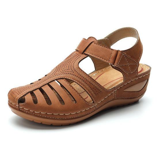 Vintage Wedge Sandals For Women Casual Fashion Velcro Comfy Platform Non -Slip Flat Sole Shoes Vacation Beach Walk Sandalias