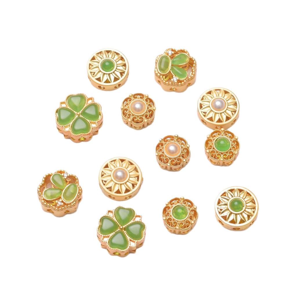 Color Retention Ancient Gold Beads Loose Beads Sand Gold Four-Leaf Clover Diy Bracelet Accessories Bracelet With Bead Accessories Bead Spacer