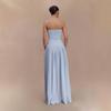 Sommer Damen Unifarben Ärmellos Rückenfrei Schlankheits Raffung Bandeau Maxi Lang Kleid, Neuankunft für Europäischen & Amerikanischen grenzüberschreitenden Handel