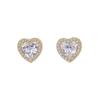 Elegant S925 Sterling Silver Needle Earrings with Micro-paved Zircon Heart Studs - Fresh Women's Fashion Jewelry.