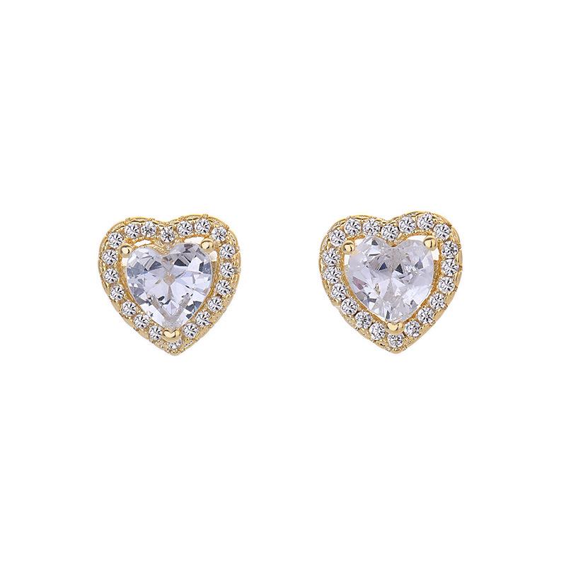 Elegant S925 Sterling Silver Needle Earrings with Micro-paved Zircon Heart Studs - Fresh Women's Fashion Jewelry.