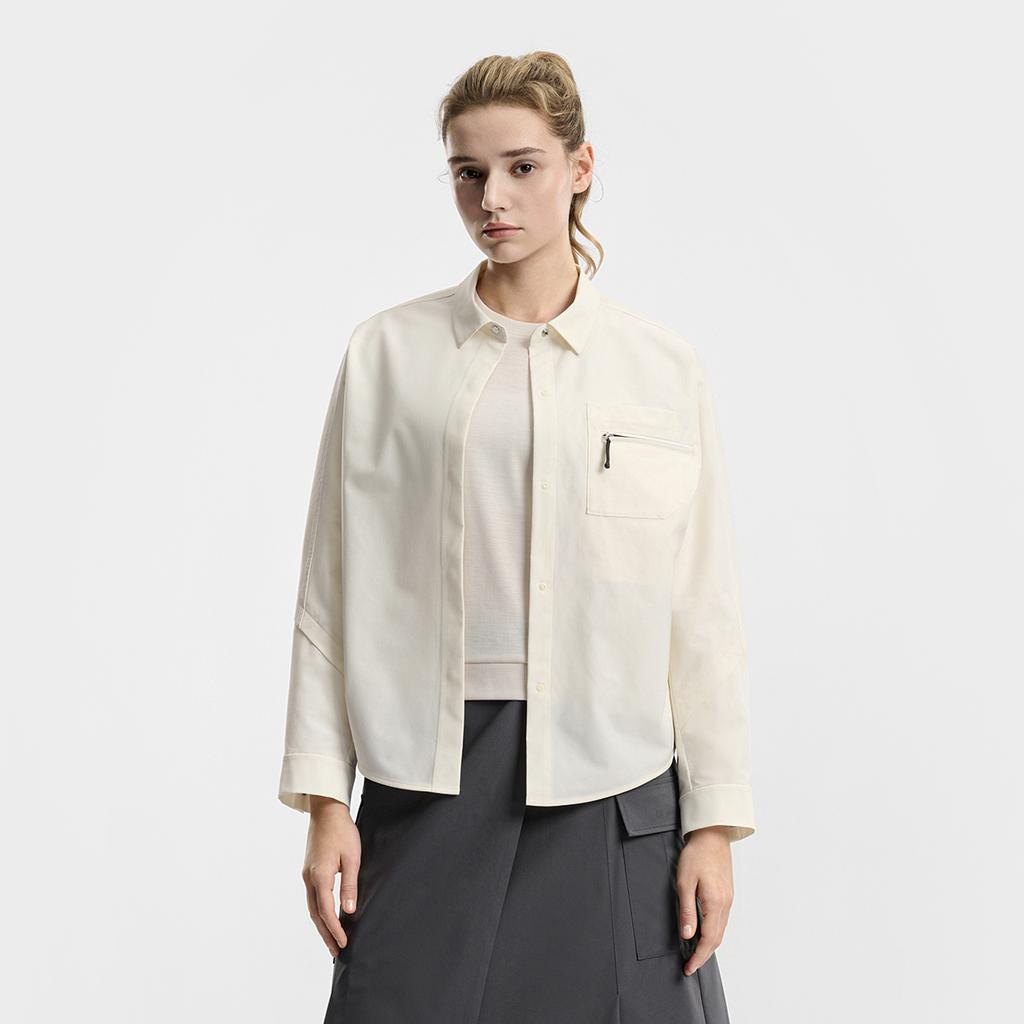 FILA Urban Explore Fashion Minimalist Classic Outdoor Casual Versatile Comfortable Woven Loose Long Sleeve Shirt Women shirts A11W618401FIV