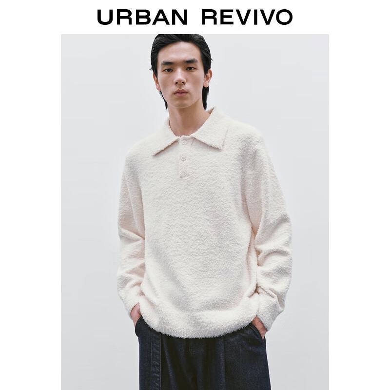 UR Men's Winter Lapel Half-Placket Plush Knitted Sweater