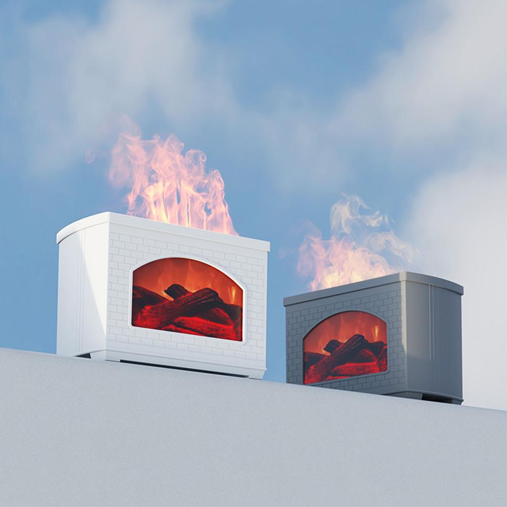 270ml Mist Humidifier Simulated Fireplace Design Power Off Protection Fire Diffuser for Home Black