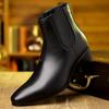 Men's Boots Pointed Toe Chelsea Boots British Style Zipper Ankle Boots Height Increasing Leather Shoes Plus Size High Heel Boot