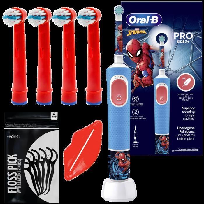 Electric Toothbrush - Oral-B - Vitality Pro 103 Spiderman - Child 3 Years and Older - 4 Extra Soft Brush Heads
