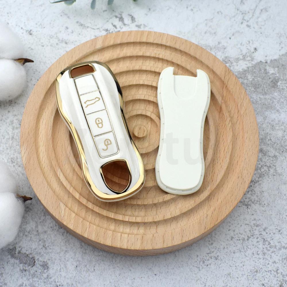 Soft Tpu Car Key Cover Case Bag For Porsche Macan 911 Panamera Cayenne Carrera Taycan Fob Shell Holder Protector Accessories