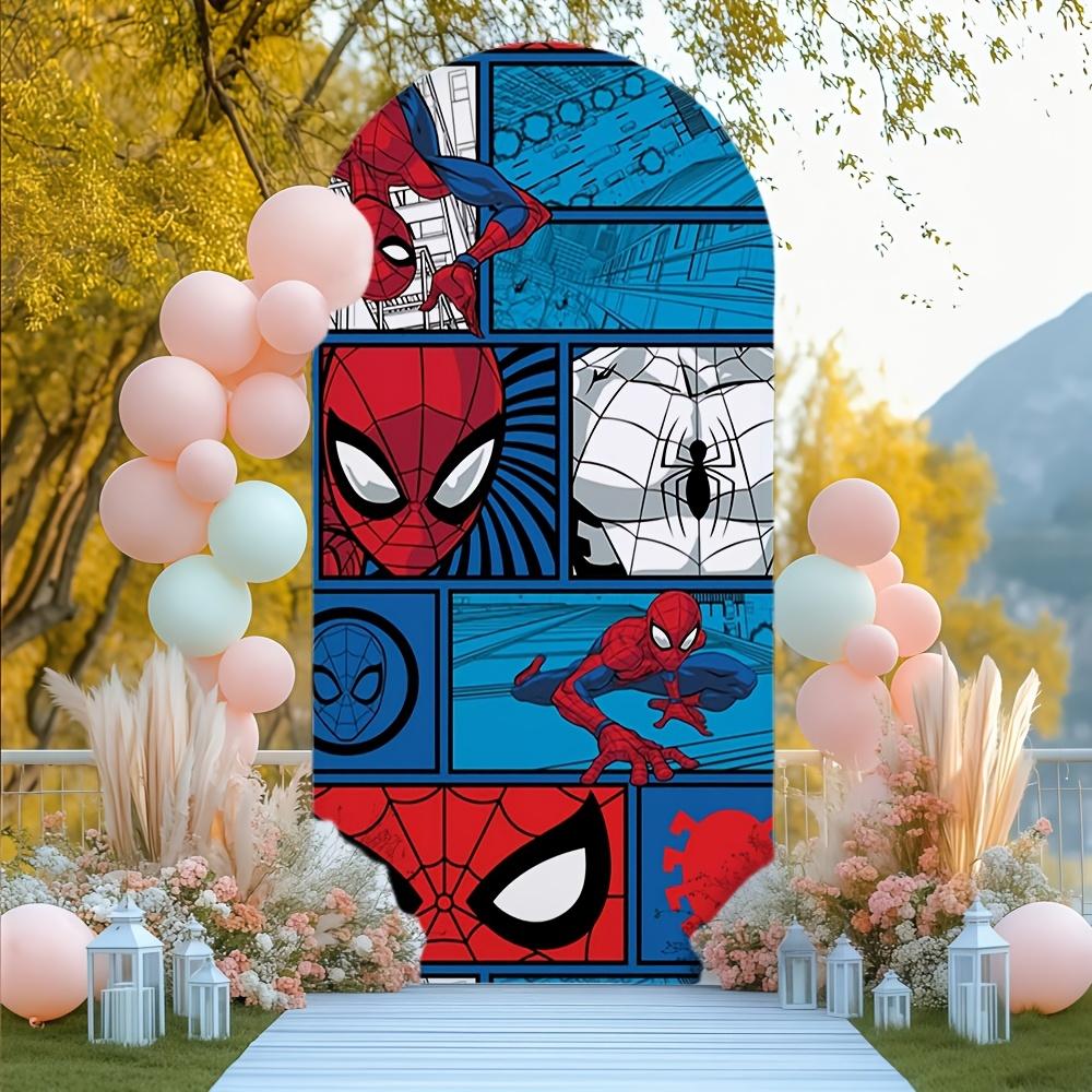 BEPAN Spiderman theme arched background customizable children's birthday party decoration background baby shower props stretch fabric